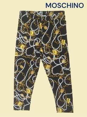 Moschino Baby Black & Gold Chain Print Leggings NEW w/Tags SEASON 18-24 Month
